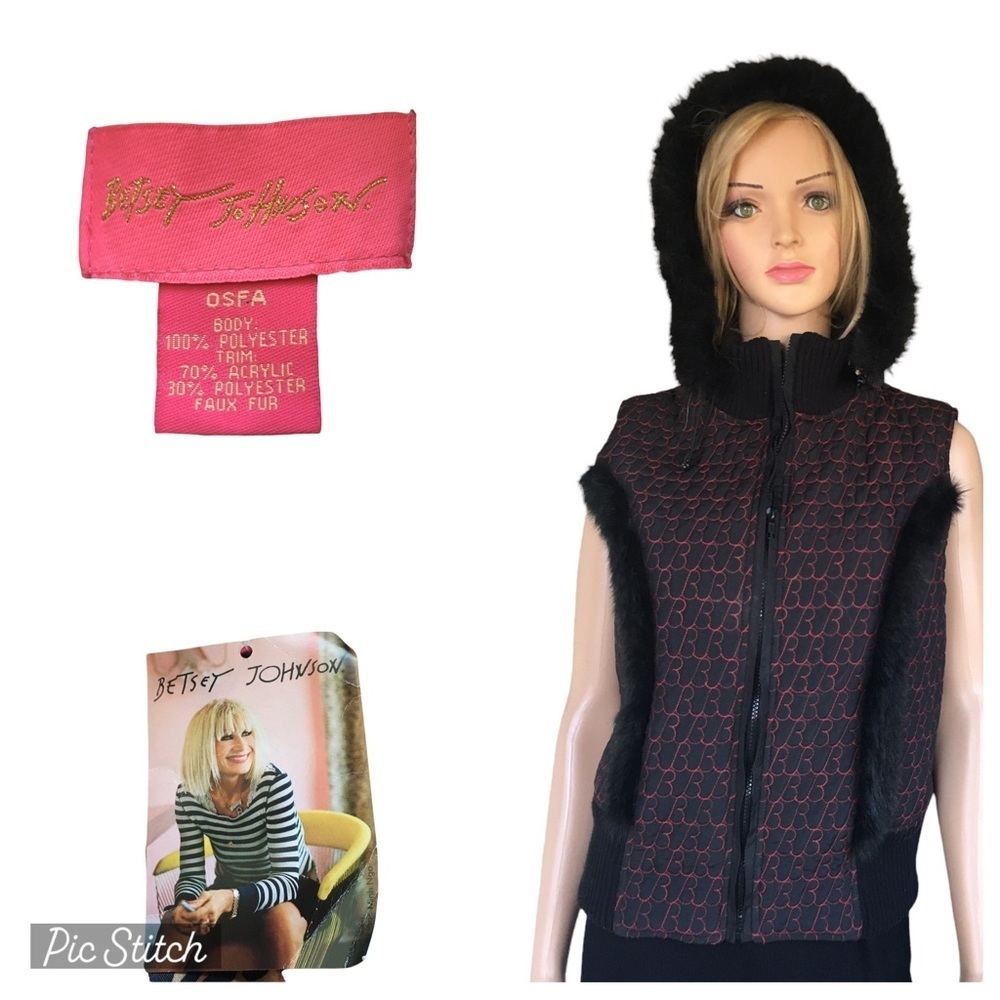 New! BETSEY JOHNSON hooded puffer‎ vest one size
